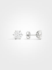 Round Stud Earrings - White Gold - 2 ct