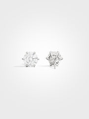 Round Stud Earrings - White Gold - 2 ct