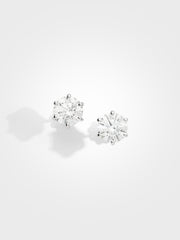 Round Stud Earrings - White Gold - 2 ct