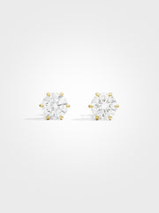 Round Stud Earrings - Yellow Gold - 2 ct