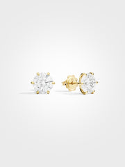 Round Stud Earrings - Yellow Gold - 2 ct