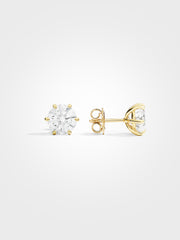 Round Stud Earrings - Yellow Gold - 2 ct