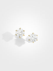 Round Stud Earrings - Yellow Gold - 2 ct