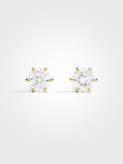 Round Stud Earrings - Yellow Gold - 3 ct