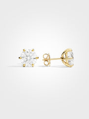 Round Stud Earrings - Yellow Gold - 3 ct
