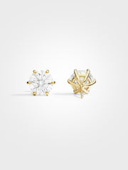 Round Stud Earrings - Yellow Gold - 3 ct