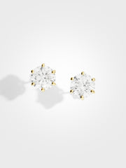 Round Stud Earrings - Yellow Gold - 3 ct