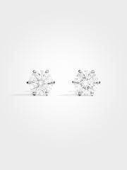 Round Stud Earrings - White Gold - 3 ct
