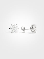 Round Stud Earrings - White Gold - 3 ct