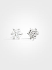Round Stud Earrings - White Gold - 3 ct
