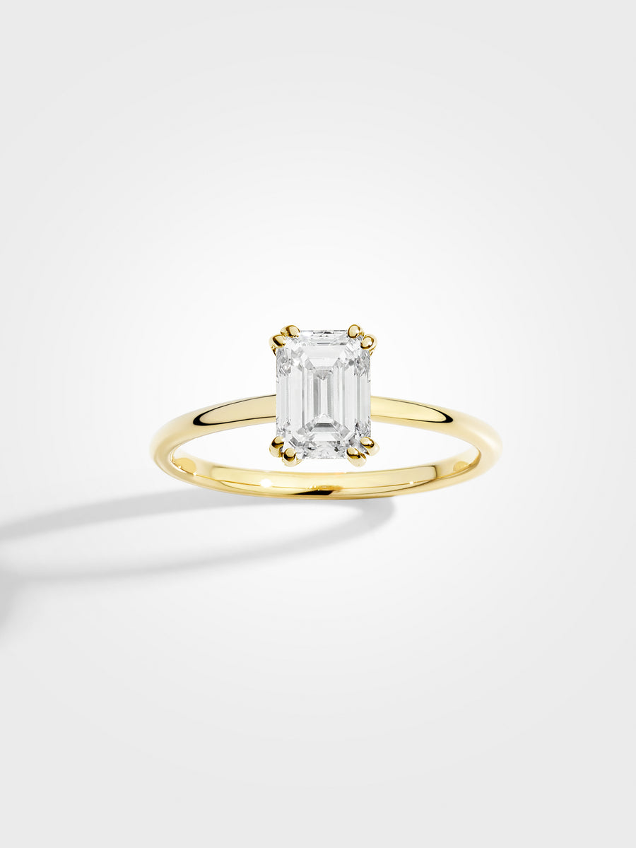 Emerald Solitaire - Yellow Gold - 1 ct