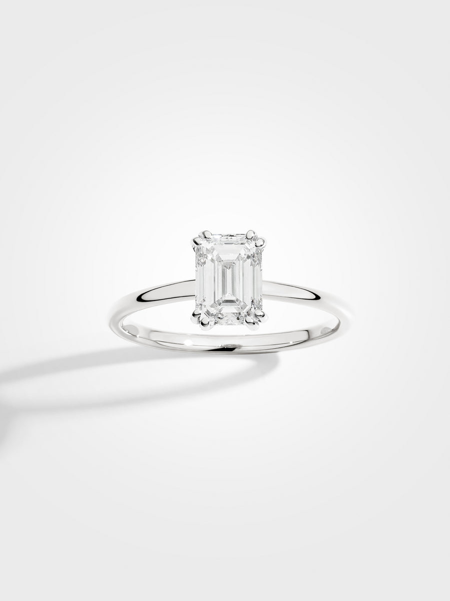 Emerald Solitaire - White Gold - 1 ct