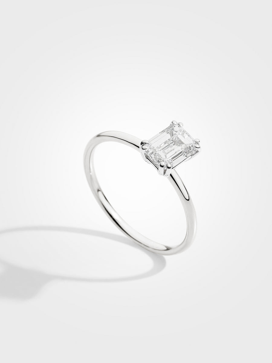 Emerald Solitaire - White Gold - 1 ct