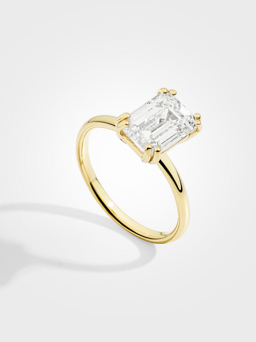 Emerald Solitaire - Yellow Gold - 3 ct