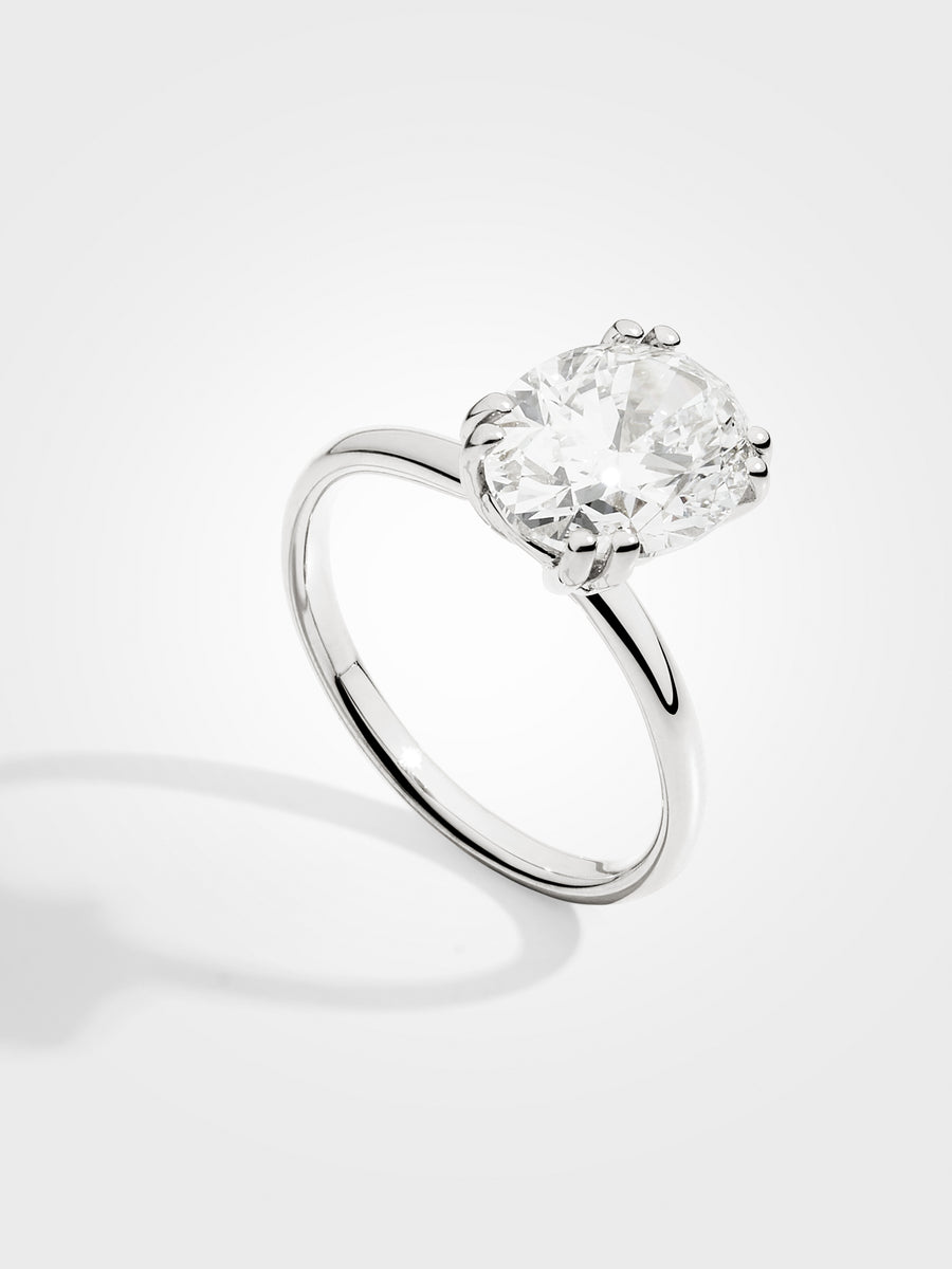 Oval Solitaire - White Gold - 3 ct