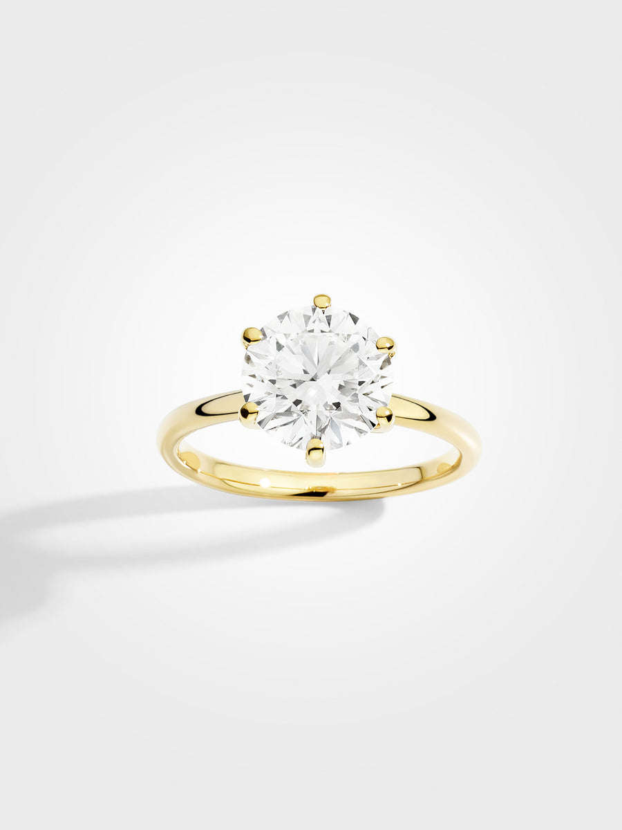 Round Solitaire - Yellow Gold - 3 ct