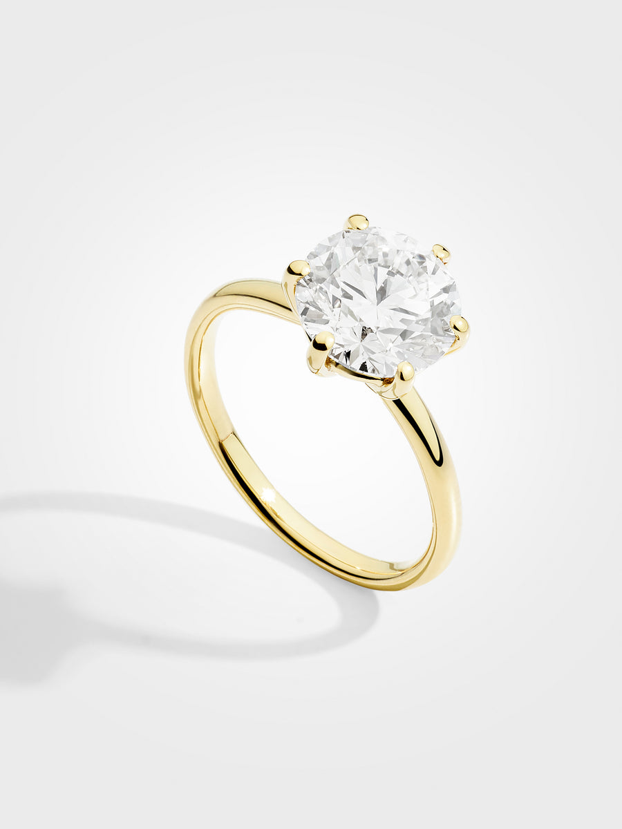 Round Solitaire - Yellow Gold - 3 ct